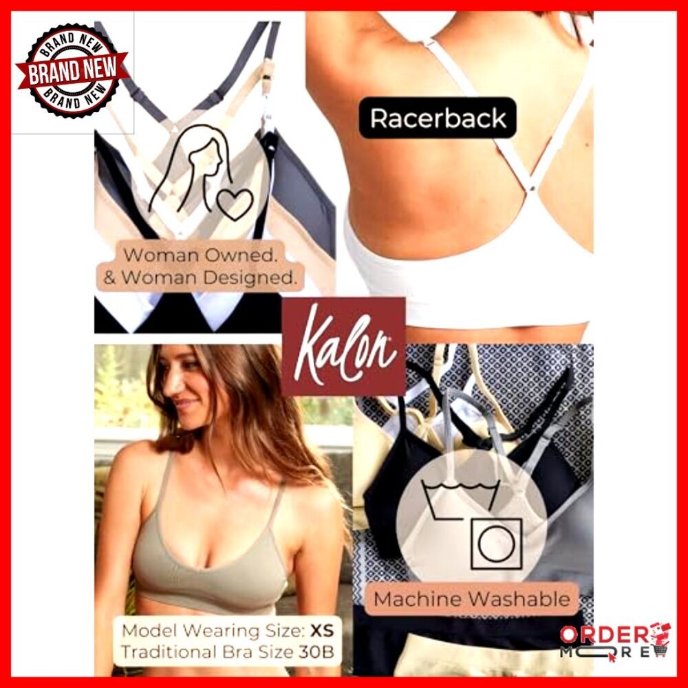 Wirefree Racerback Sports Bralette Seamless Comfort Bra 4 Pack Lounge Wear - Picture 6 of 7